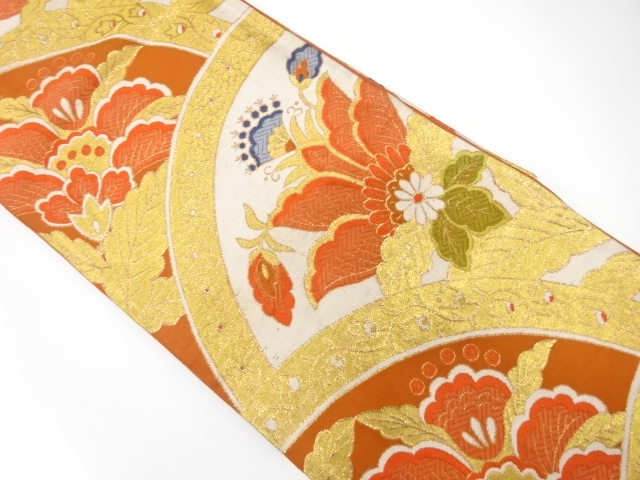 JAPANESE KIMONO / ANTIQUE FUKURO OBI / SILK / WOVEN ABSTRACT SEIGAIHA